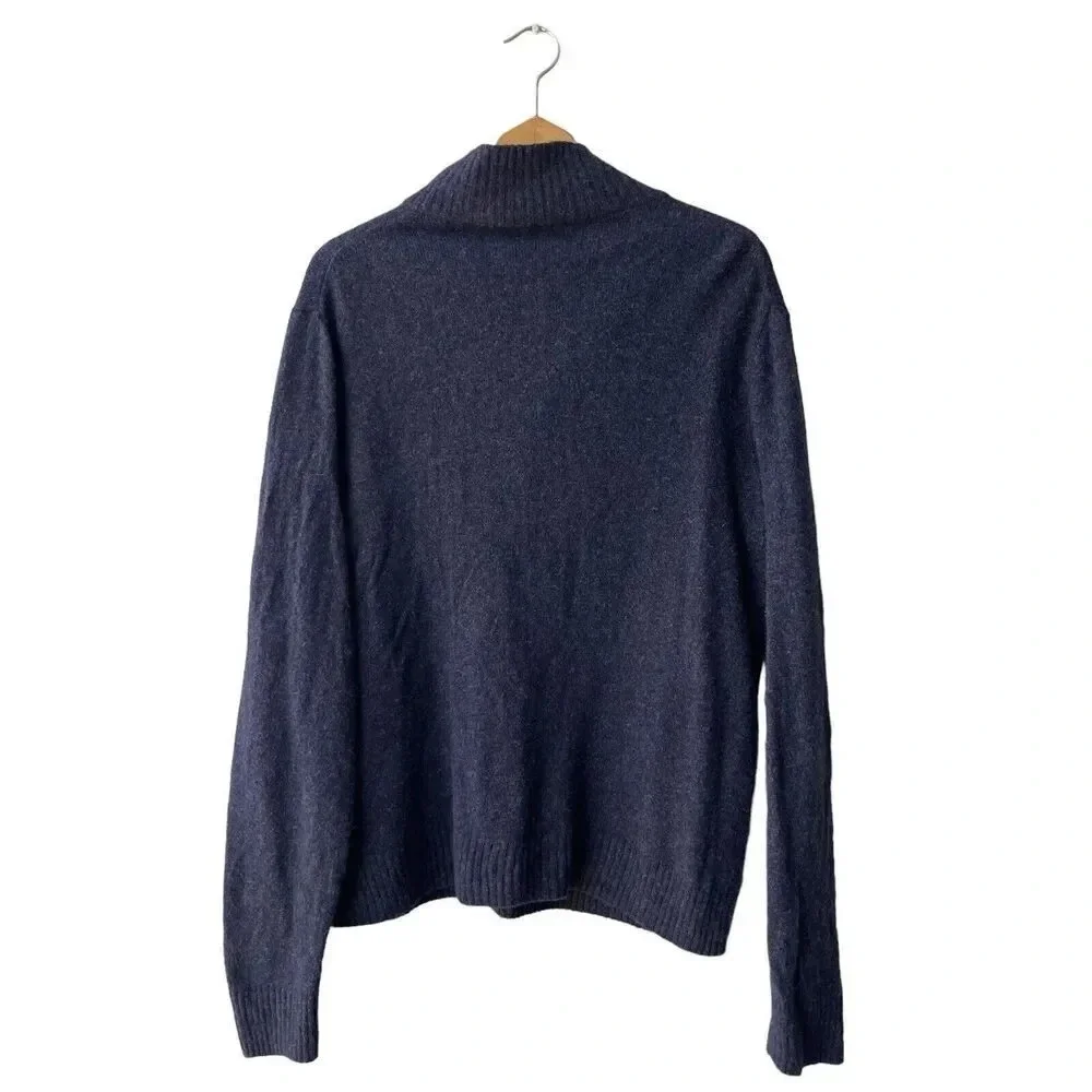 J. Crew Men’s Sweater Marled Indigo Rugged Merino Wool-blend Pullover 1/4 Zip L